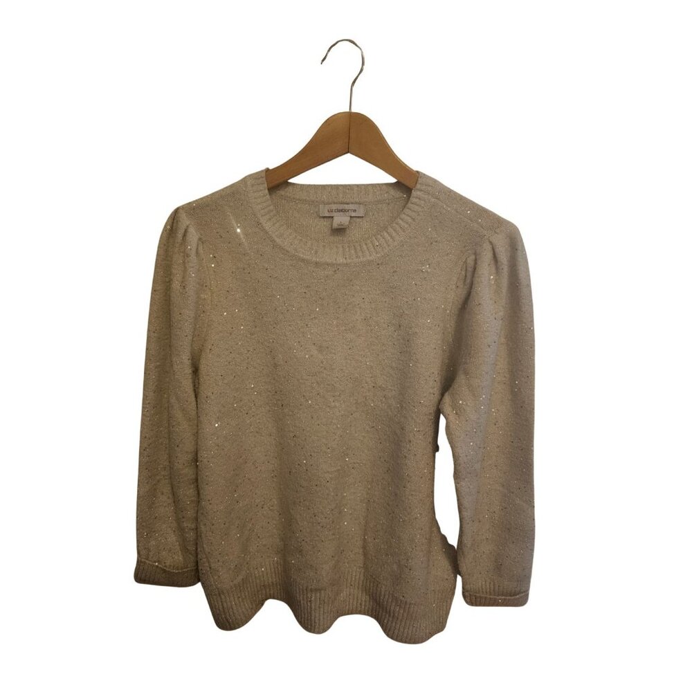Liz Claiborne light grey sequin sweater